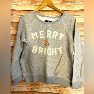 American Eagle size L Merry and bright gray crewneck sweatshirt with gold